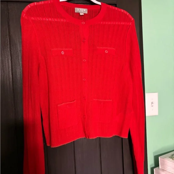 J. Crew Women's Vibrant Red Cardigan - Picture 1 of 5